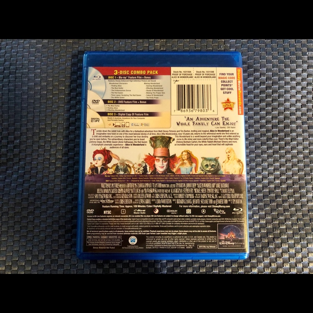 Disney Alice in Wonderland Blu-ray, DVD, + Digital - Picture 2 of 5